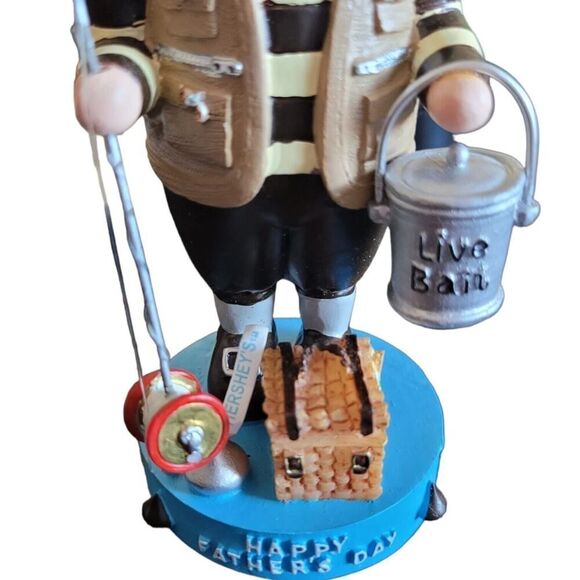 Hersheys Chocolate Happy Fathers Day Kurt Adler Elf Figure Dad Fishing Live Bait - Picture 3 of 6